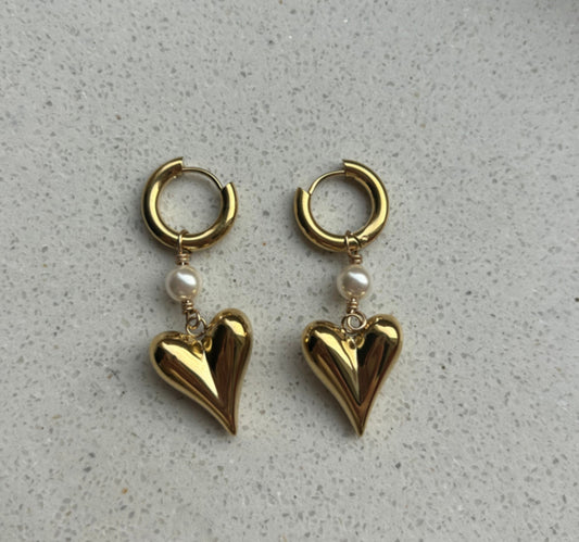 Heart Pearl Earrings